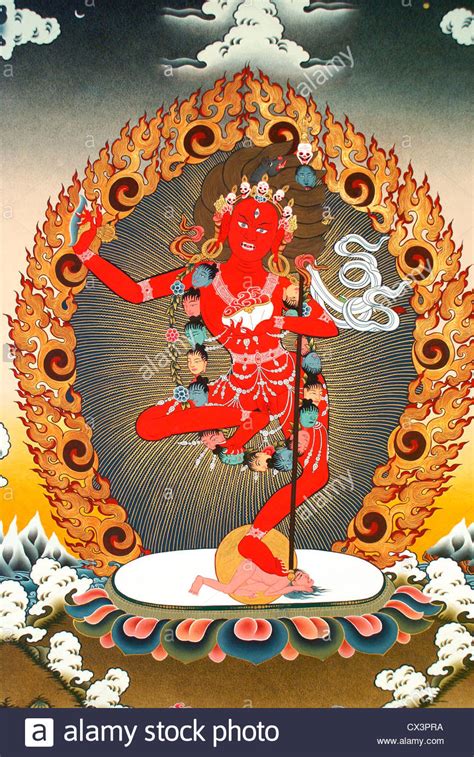 Tibetan Buddhist Thangka Painting Of Vajravarahi Or Vajrayogini From