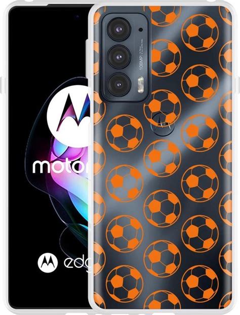 Motorola Edge 20 Hoesje Orange Soccer Balls Designed By Cazy Bol