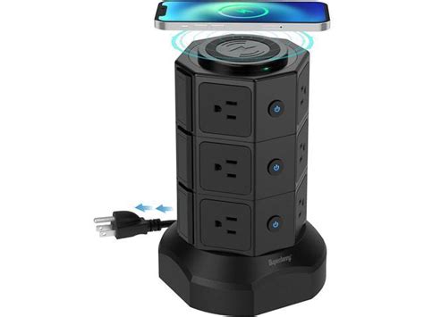 Superdanny Power Strip Tower With W Magnetic Wireless Charger J