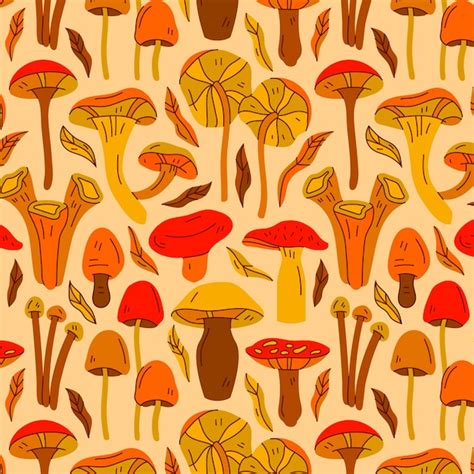 Free Vector Hand Drawn Mushroom Pattern