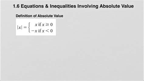 16 Equations And Inequalities Involving Absolute Value Youtube