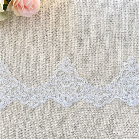 By Yard Alencon Lace Trim Floral Alencon Lace Bridal Wedding Etsy