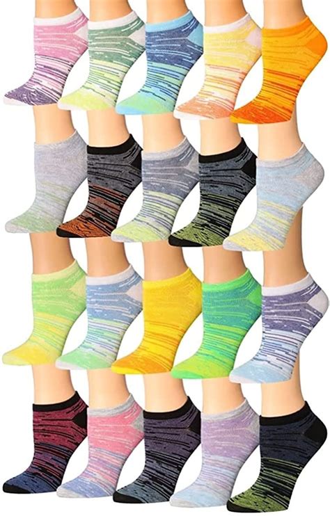 Colorfut Womens 20 Pairs Colorful Patterned Low Cutno Show Socks