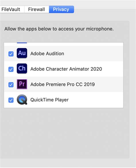 Premiere On Catalina Access To Microphone Adobe Community