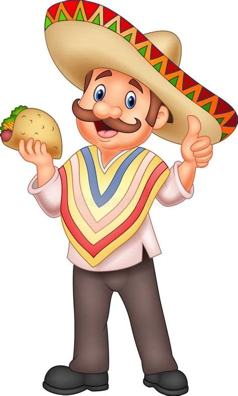 Mexicansk Kock Serving Taco Burrito Retro Empanada Stock Illustrationer