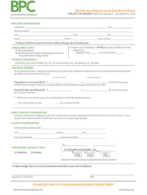 Fillable Online Flexible Spending Account Information Sheet Fax Email