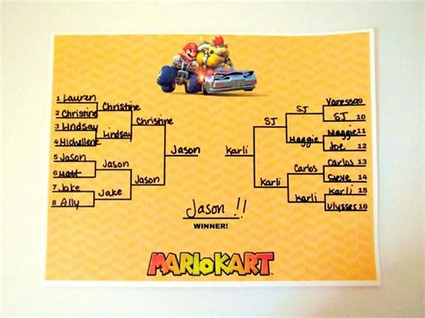 Printable Mario Kart Tournament Bracket