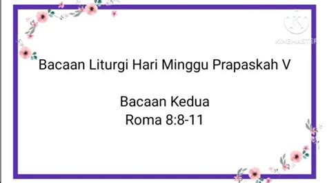 Bacaan Kedua Hari Minggu Prapaskah V Maret Youtube