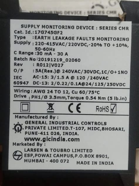 Gic Earth Leakage Faults Monitoring Relay G Gf Vac Dc At