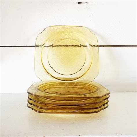 Yellow Glass Plate Etsy