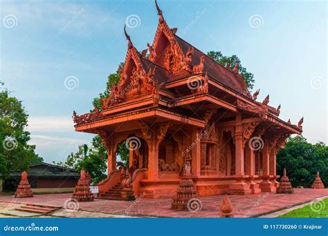 Red Stone Wat Sila Ngu Temple, Koh Samui, Thailand Stock Photo - Image ...