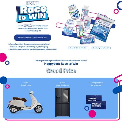 Promo Happydent Race To Win Berhadiah Motor Kulkas Tabungan