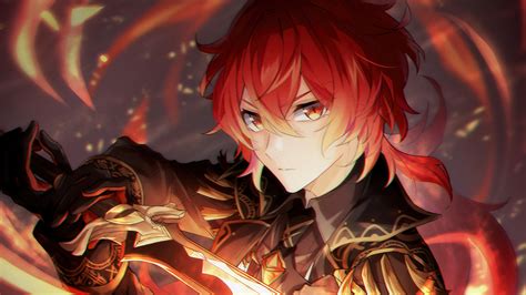 diluc genshin impact  wallpaper