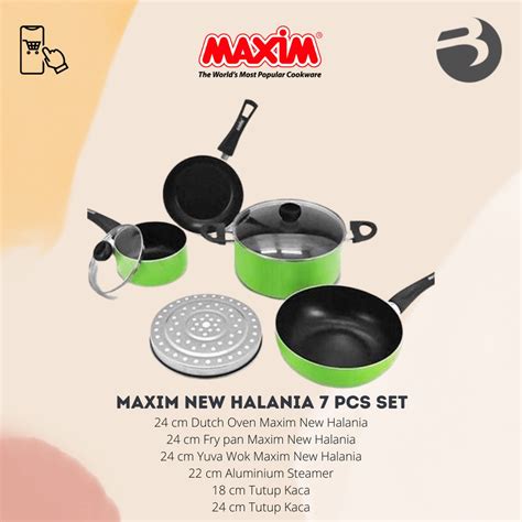 Jual MAXIM New Halania 7 Pcs Set Panci Wajan Penggorengan Wok Teflon