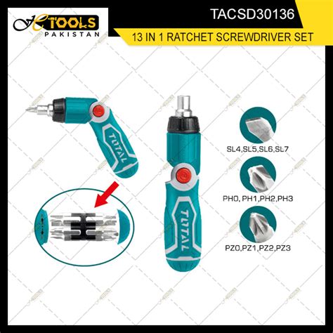 Total In Ratchet Screwdriver Set Hetools