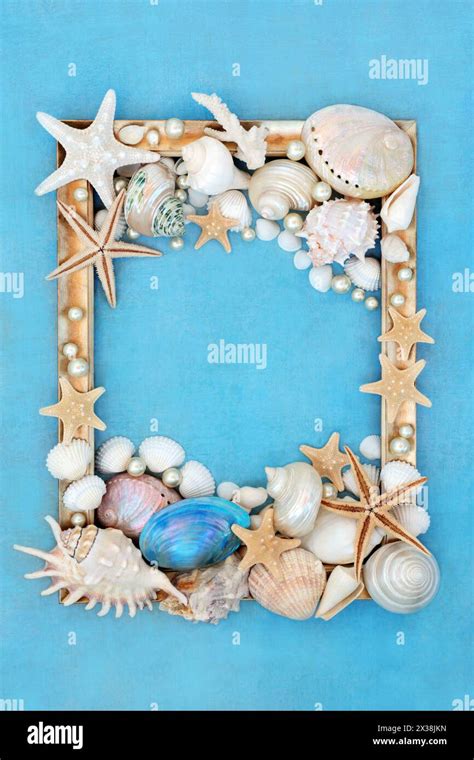 Pearl and sea shell decorative abstract gold picture frame design on ...