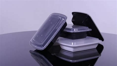 Yqa Black Rectangular Pp Disposable Food Container Take Away Meal