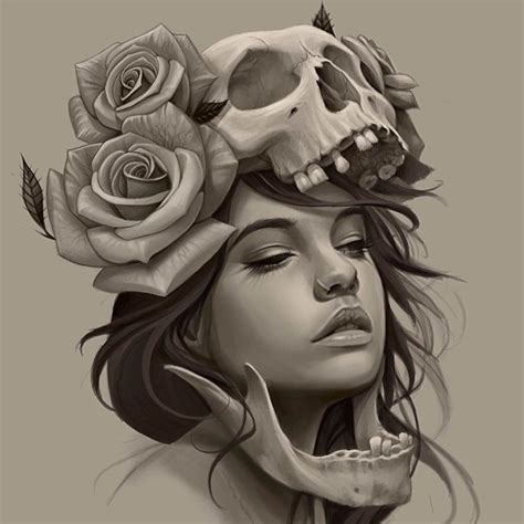 Pin By Bleu Beauty On David Garcia Girl Skull Girl Face Tattoo Grey