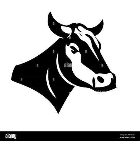 Minimalist Lineart Style Symbol With Cow Animal Head For Logo Or