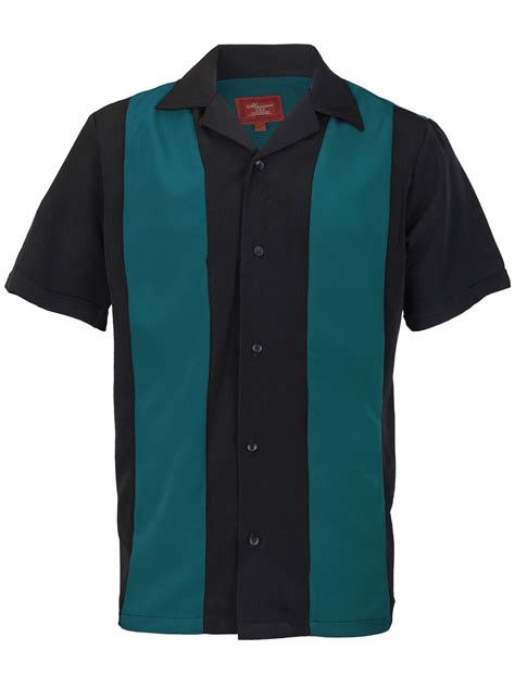 Mens Retro Charlie Sheen Two Tone Guayabera Bowling Shirt