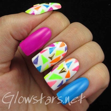 The Digit Al Dozen Does Geometric 80s Neon Neon Nails Neon Nail Art