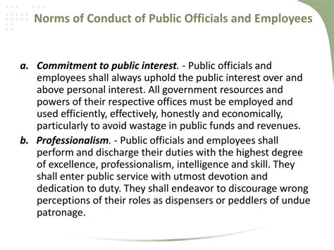 PPT Code Of Conduct And Ethical Standards For Public Officials And