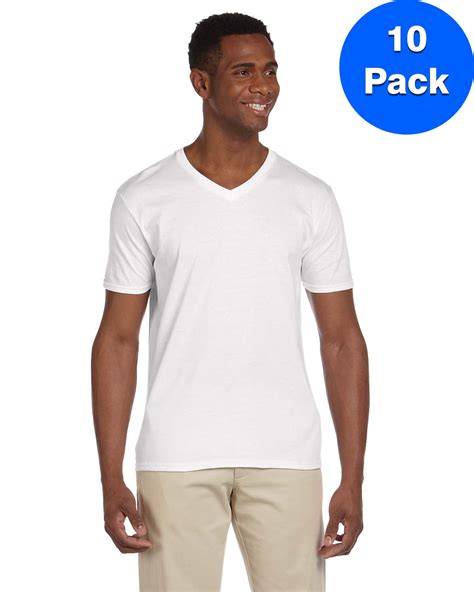 Gildan Mens 45 Oz Softstyle V Neck T Shirt 10 Pack