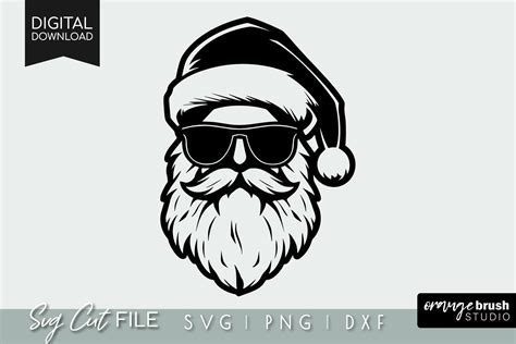 Cool Santa Face In Sunglasses Svg Graphic By Orange Brush Studio