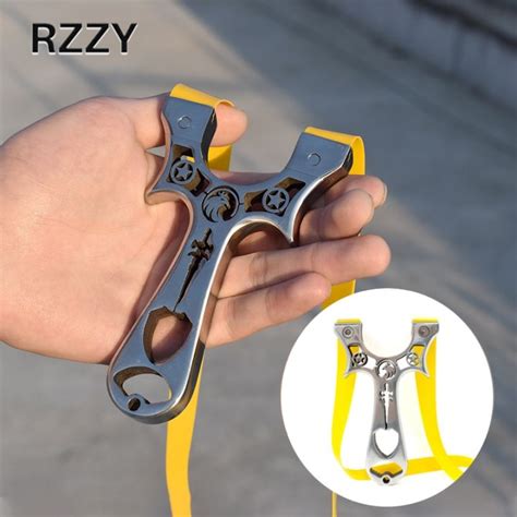 Stainless Steel Hunting Slingshot With Flat Rubber Band Professional