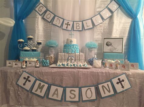 Boy Baptism Cake Table Boy Christening Decorations Baptism Party