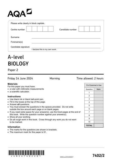 Aqa Biology Unit 2 June 2013 Paper