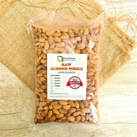 Jual RAW Kacang Almond Utuh Mentah Almond Whole Raw 1 Kilogram