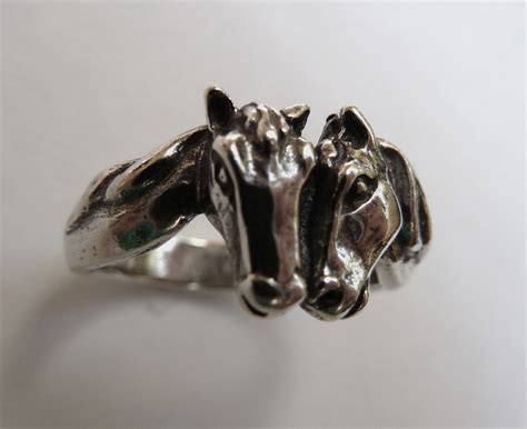 Sterling Silver Two Horse Head Ring Etsy