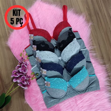 Kit Sutiã Reforçado Bojo Mescla Toque de Algodão Alça Reforçada Lingerie Confortável