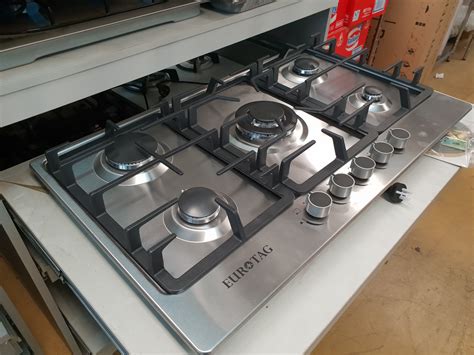 Eurotag 900mm 90cm Stainless Steel Gas Cooktop With Heavy Duty Cast