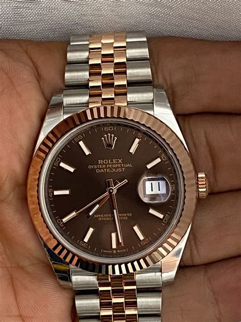 Rolex Datejust Mm Steel K Rose Gold Choco Dial Men S