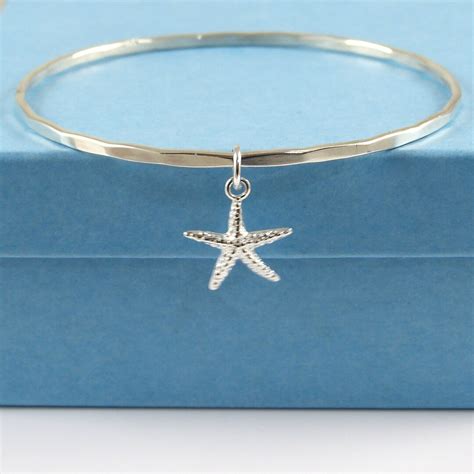 Starfish Bracelet Starfish Bangle Sterling Silver Starfish Etsy