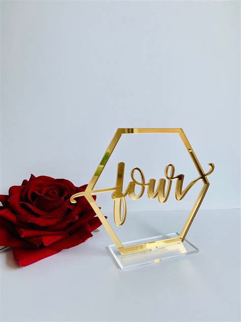 Gold Mirror Acrylic Table Numbers Wedding Table Decor Table Etsy