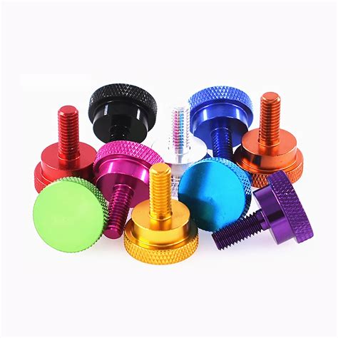 1Pcs M5 15mm M6 15mm Colourful Thumb Screw Aluminum Alloy Flat Head