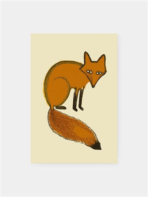 Hand Drawn Orange Fox Poster - Klumo Shop