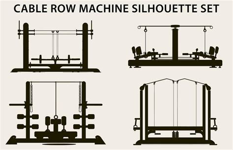 Set Of Gym Equipment Silhouette Vector Fitness Element Machine