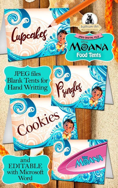 Moana Labels Moana Decor Kit Moana Labels Moana Toppers Moana Food Tents Moana Birt