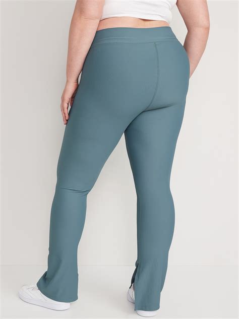 Extra High Waisted PowerSoft Ribbed Flare Leggings Old Navy