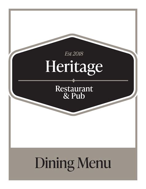 Menu - Heritage Resturaunt & Pub