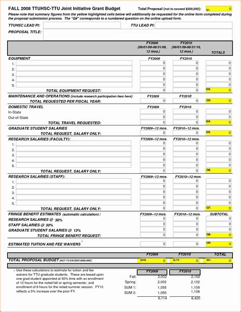 Grant Budget Template Excel Excelguider