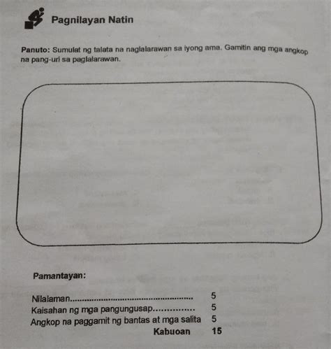 Pagnilayan NatinPanuto Sumulat Ng Talata Na Naglalarawan Sa Iyong Ama