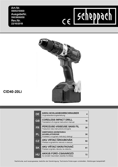 Scheppach Cid Li Translation Of Original Instruction Manual Pdf