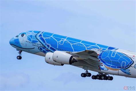 Ana巨大“ウミガメ”機「a380」がホノルル出発 28か月ぶりの定期便本復活 大迫力の離陸！｜ニフティニュース