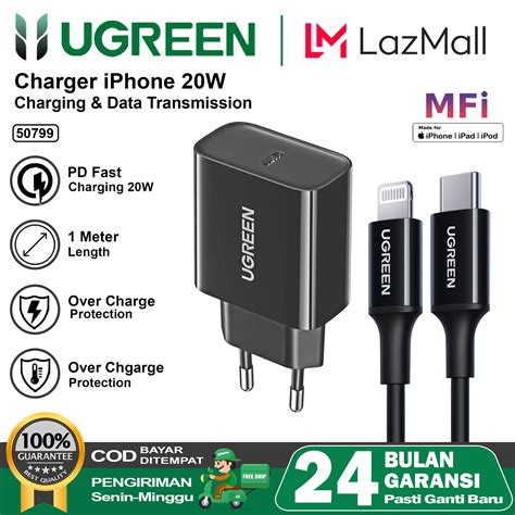 Ugreen Charger Iphone Mfi Pd Type C To Lightning Fast Charging W