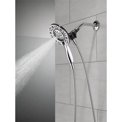 Delta In2ition Two In One 4 Spray 6 Inch Dual Wall Mount Fixed And Handheld Shower Head Chrome